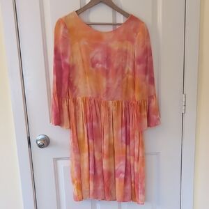 Soi Paris Women's Backless Dress 100% Silk - Pink and Orange